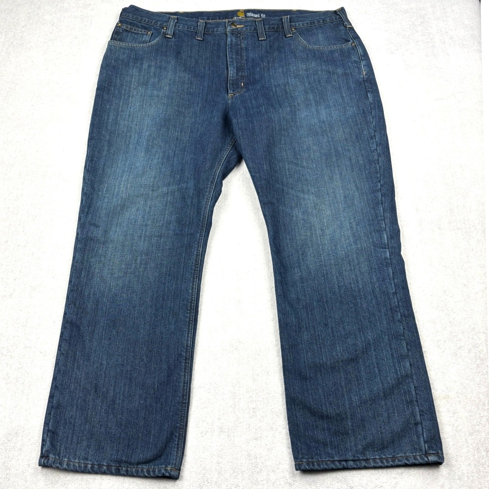 Carhartt Mens 44x30 Fleece Lined Relaxed Fit Denim Blue Jeans 102803-966